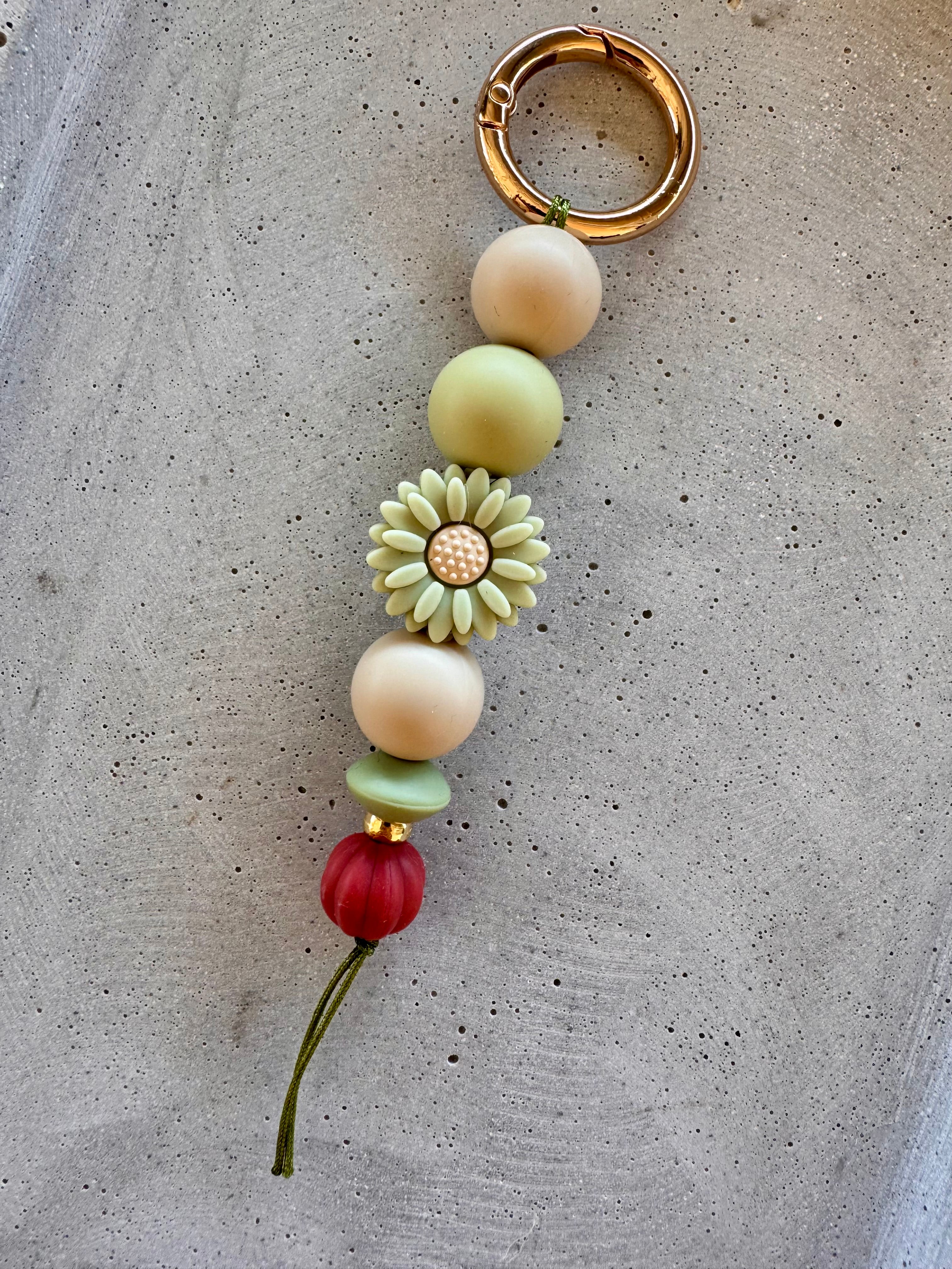Schlüsselanhänger · Grün · Beige · Rot · Blume