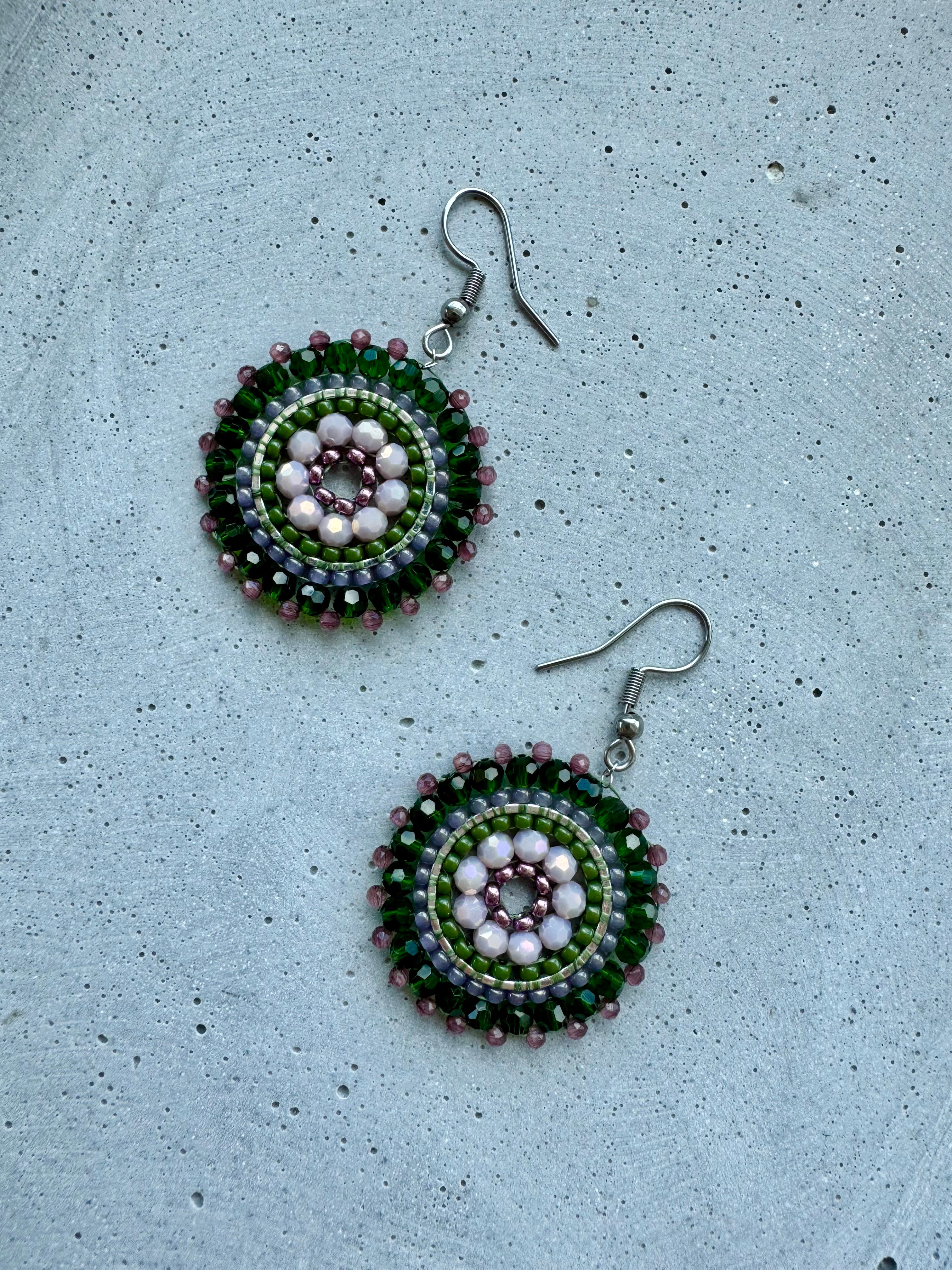 Perlenohrring S · Grün · Lila · Silber