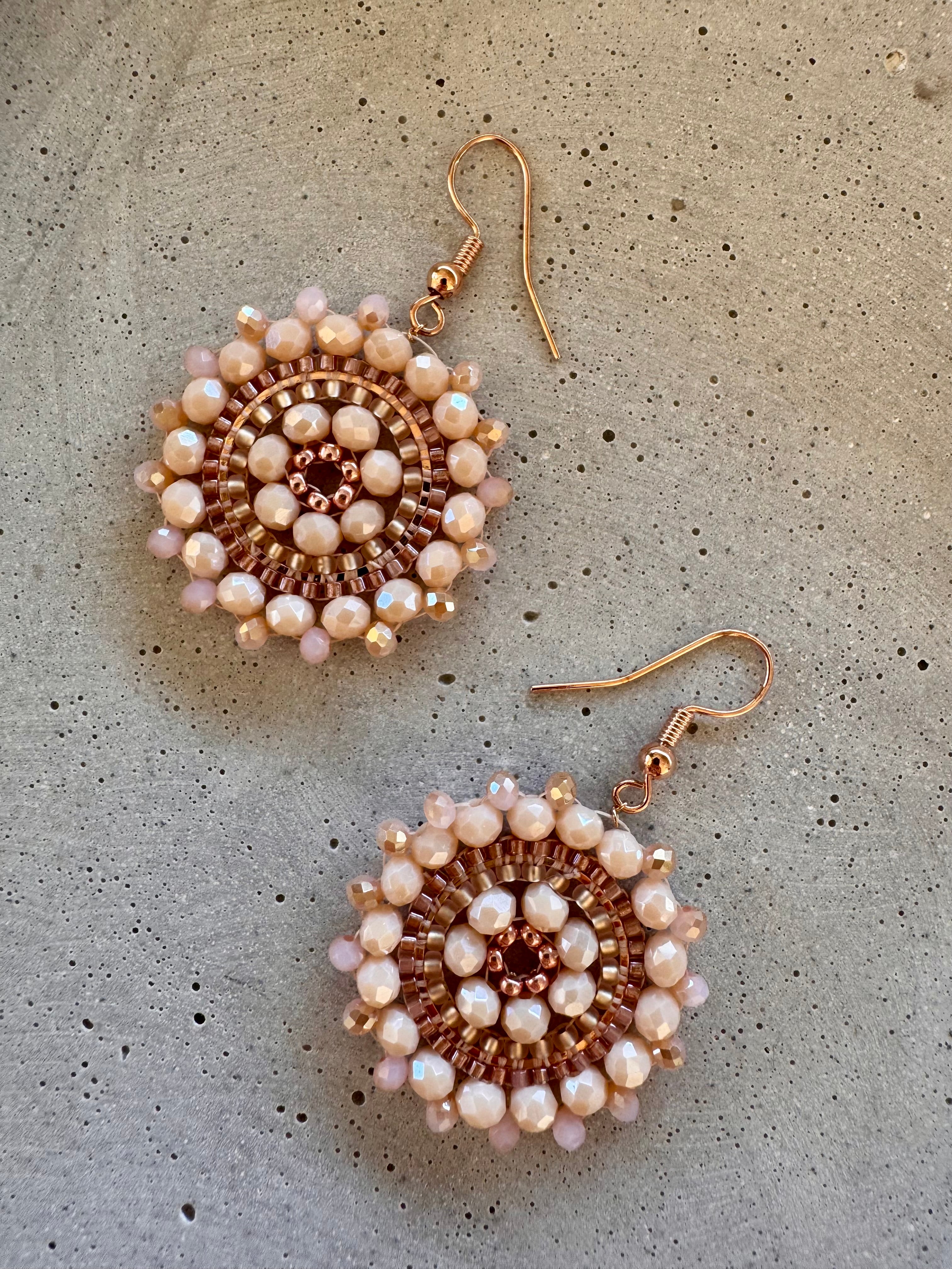 Perlenohrring S · Rosa · Beige · Roségold
