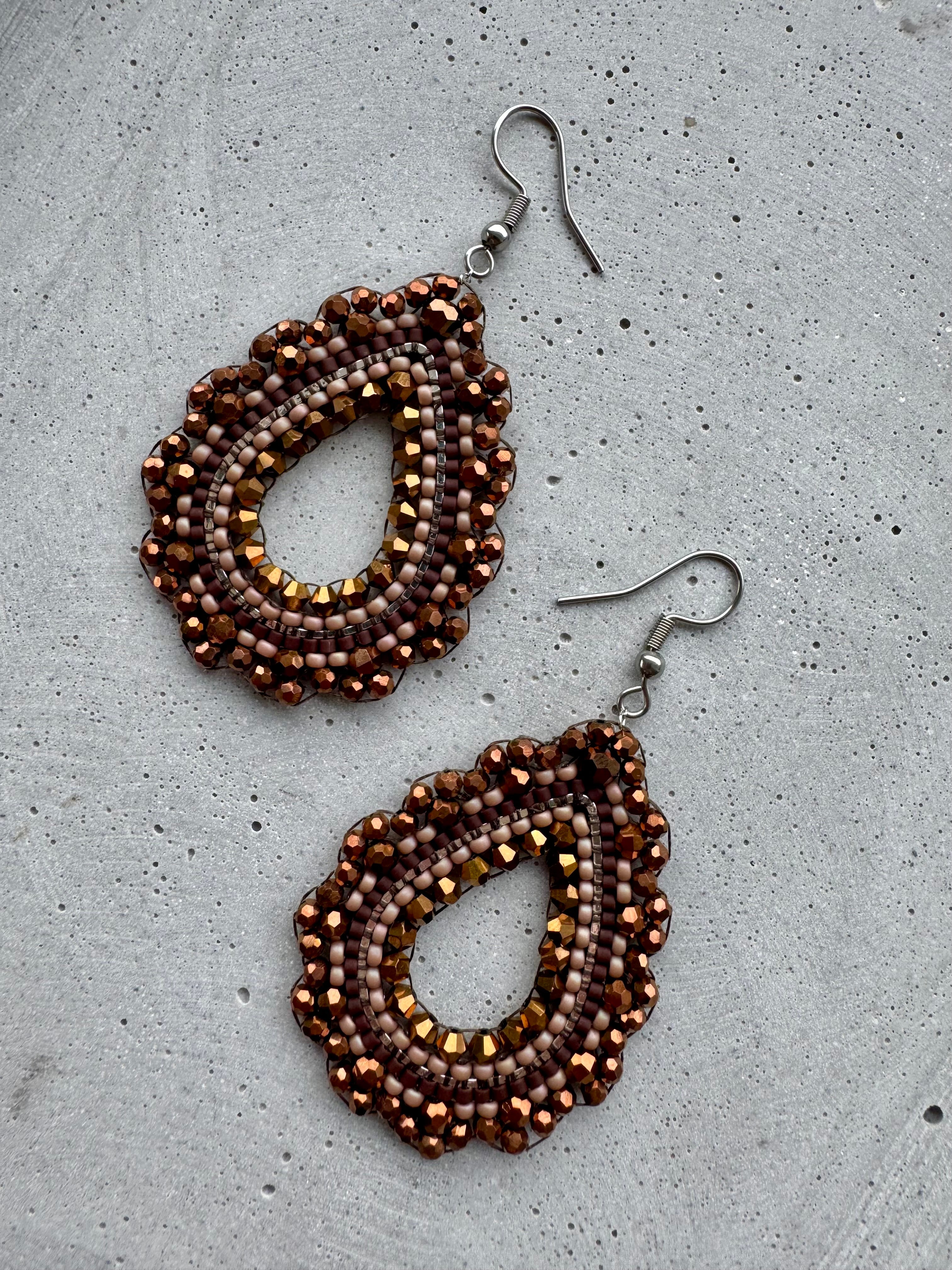 Perlenohrring S · Braun · Cappuccino · Silber