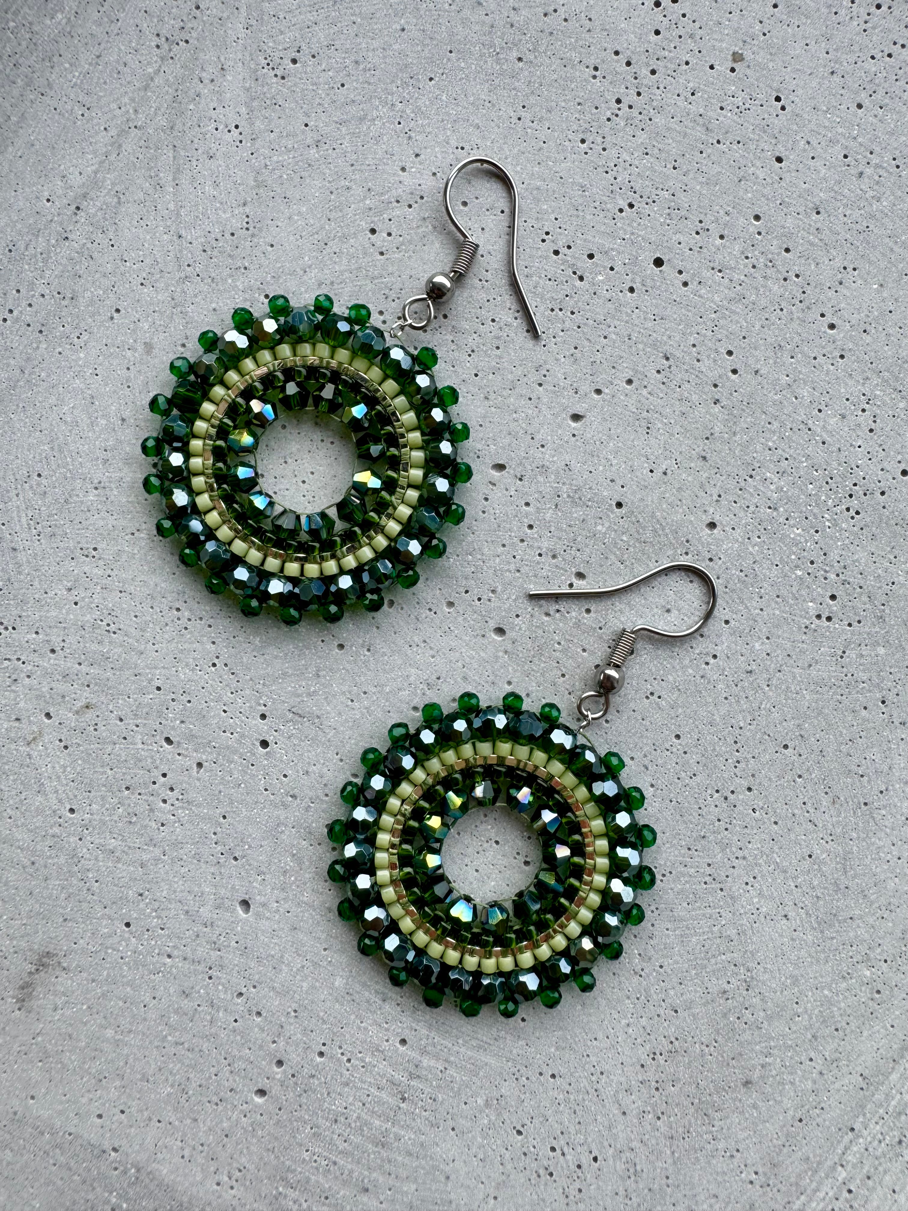 Perlenohrring S · Grün · Silber