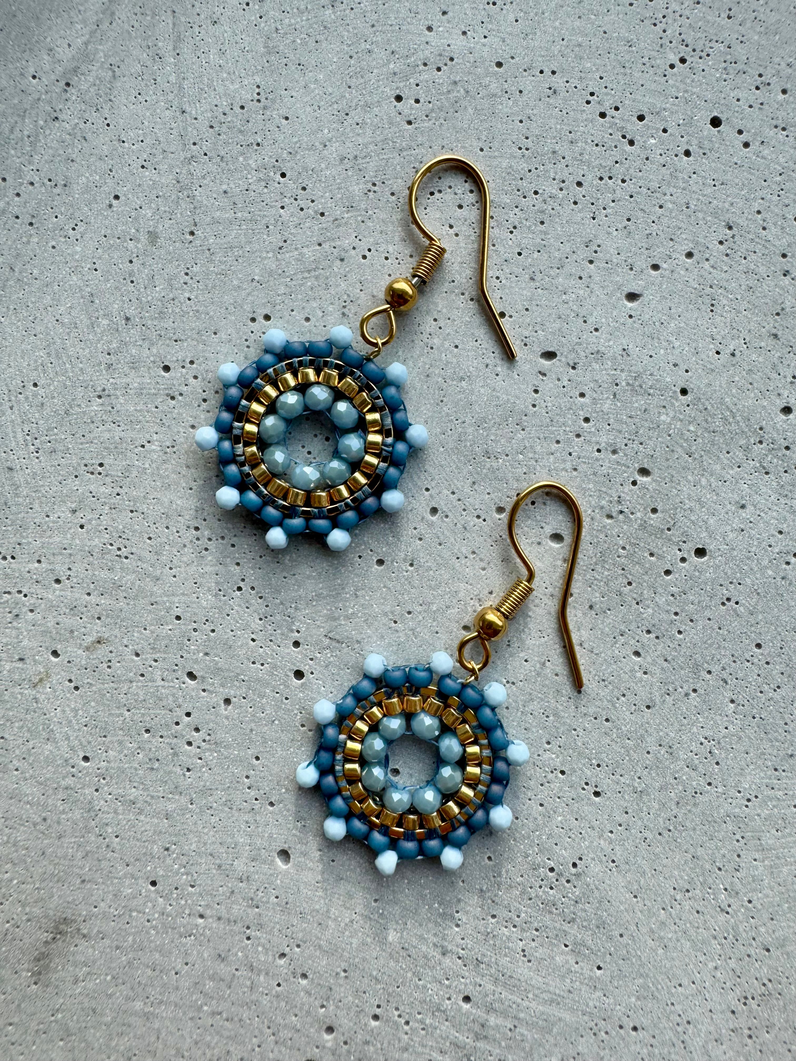 Perlenohrring XS · Blau · Gold